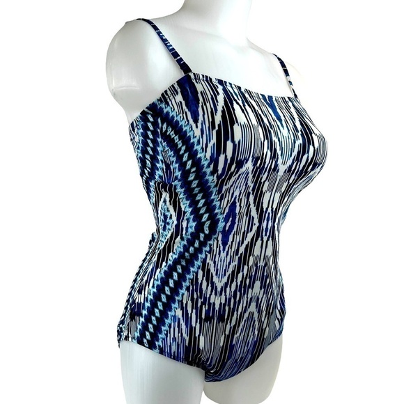 Profile by Gottex Bandeau One Piece Blue Multi Colored Swimsuit - Picture 9 of 16